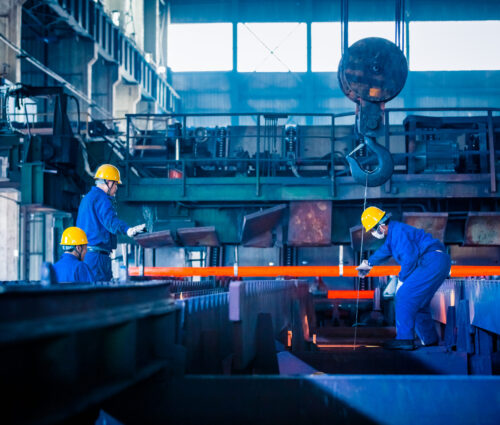 interior view of a steel factory,steel industry in city of China.